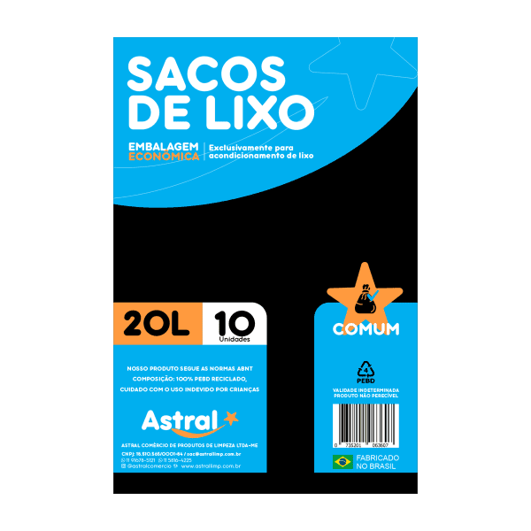 COMUM SACO  DE LIXO ASTRAL 20LT 25X10UNID