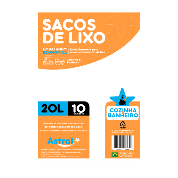 BRANCO CB SACO  DE LIXO ASTRAL  20LT 25X10UNID