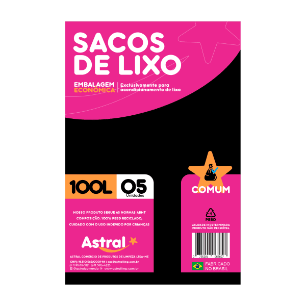 COMUM SACO  DE LIXO ASTRAL  100LT 25X5UNID