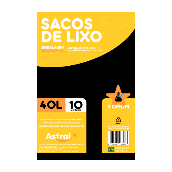 COMUM SACO  DE LIXO ASTRAL  40LT 25X10UNID