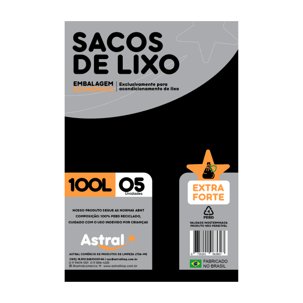EXTRA FORTE SACO  DE LIXO ASTRAL  100LT 25X5UNID