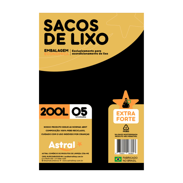 EXTRA FORTE SACO  DE LIXO ASTRAL  200LT 25X5UNID