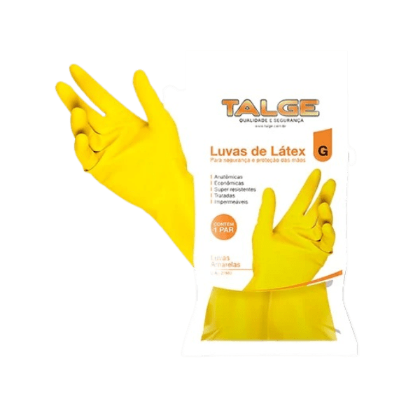 LUVA LIMPEZA AMARELA TALGE G FD C/ 12 UNID.