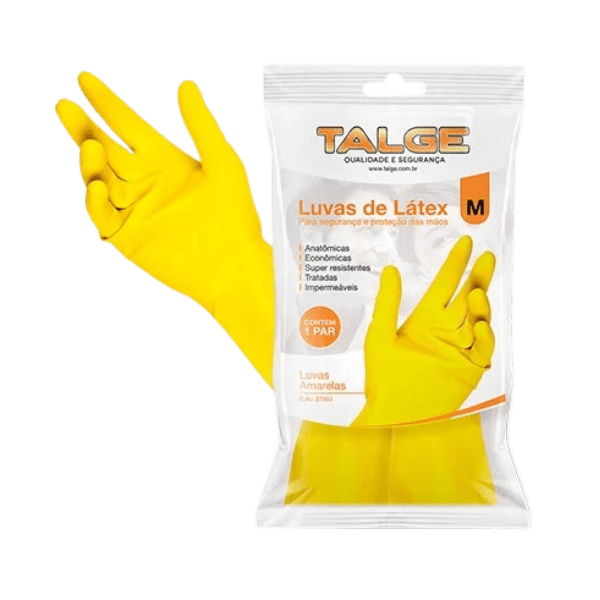 LUVA LIMPEZA AMARELA TALGE M FD C/ 12 UNID.