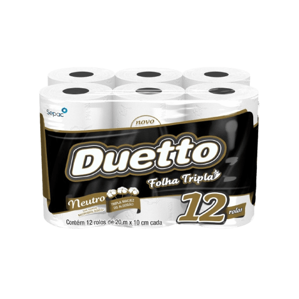 PAPEL HIG. DUETTO F. TRIPLA 6X12ROLOS  20MTS