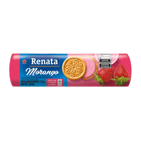 BISCOITO RENATA  RECHEADO MORANGO  36X112GR