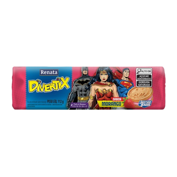 BISCOITO RENATA  DIVERTIX RECH  MORANGO 36X112GR