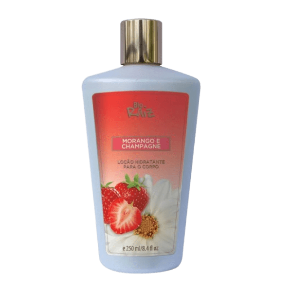 LOCAO DESODORANTE  HIDRATANTE MORANGO  E CHAMPAGNE BIO  RAIZ 6X250ML