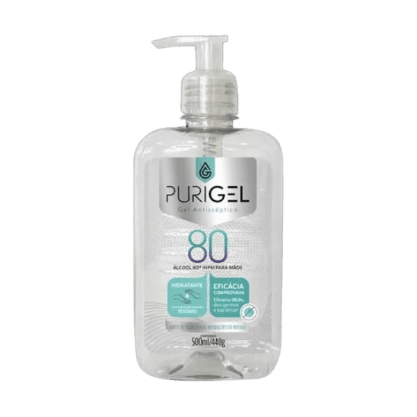 ALCOOL GEL 80° PARA  MAOS PURIGEL  12X500ML PUMP