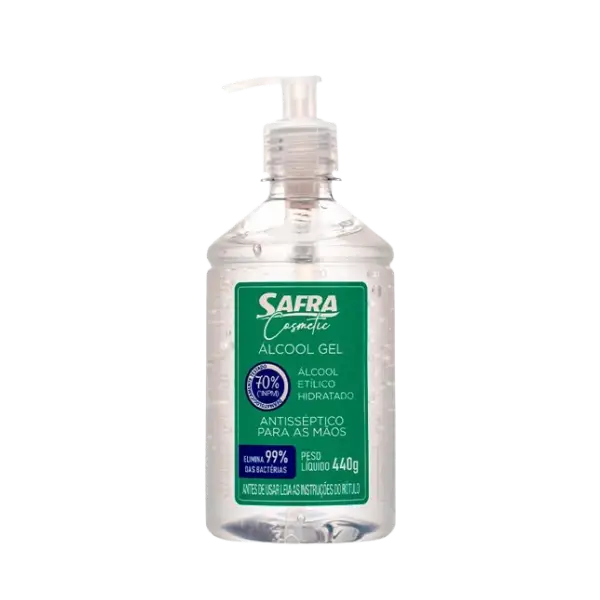 ALCOOL GEL 70° SAFRA COSMETIC ANTISSÉPTICO 12X440GR