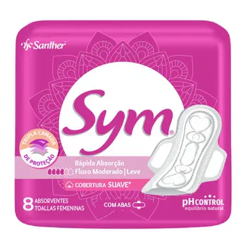 ABSORVENTE SYM SUAVE C/ABAS 8UN FD C/12UN