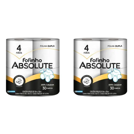 PAPEL HIG. ABSOLUTE FOFINHO F. DUPLA 24X4 ROLOS 30M