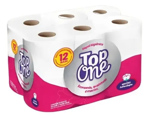 PAPEL HIG. TOP ONE FOLHA DUPLA 8X12 ROLOS 20MTS