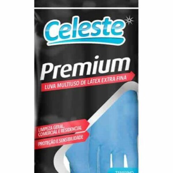 LUVA LIMPEZA AZUL CELESTE P 12UN.